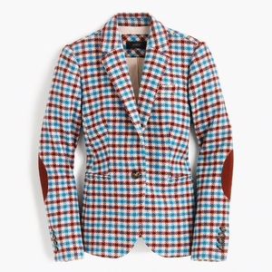NWT J. Crew Campbell Blue & Burgundy Wool Blazer